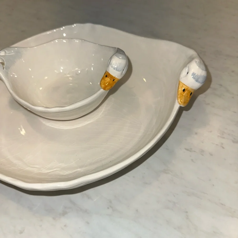 Gorgeous vintage goose dishes-made in Italy super rare!!!! Perfect condition!!